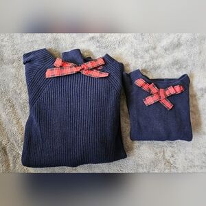 J CREW SWEATER BUNDLE: MOMMY & ME SET Of 2, NAVY WITH RED BOW